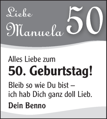 Glückwunschanzeige von Manuela  von WESER-KURIER
