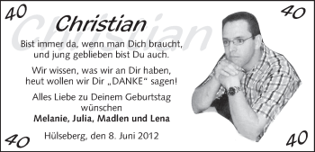 Glückwunschanzeige von Christian  von WESER-KURIER