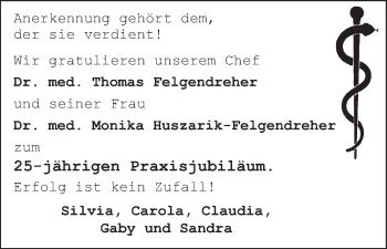 Glückwunschanzeige von 25-jähriges Praxisjubiläum  von WESER-KURIER