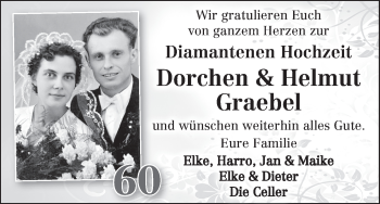 Glückwunschanzeige von Dorchen und Helmut Graebel von WESER-KURIER