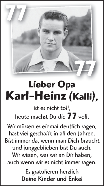Glückwunschanzeige von Karl-Heinz Töblemann von WESER-KURIER