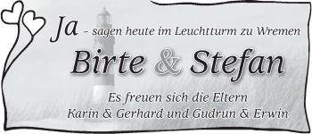 Glückwunschanzeige von Birte und Stefan  von WESER-KURIER