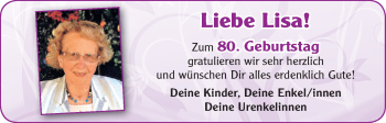 Glückwunschanzeige von Lisa  von WESER-KURIER