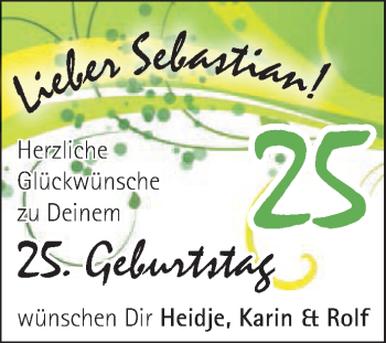 Glückwunschanzeige von Sebastian  von WESER-KURIER