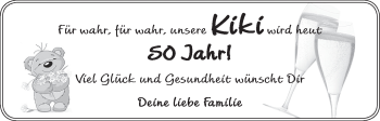 Glückwunschanzeige von Kiki  von WESER-KURIER