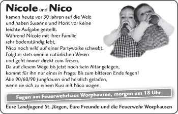Glückwunschanzeige von Nicole und Nico  von WESER-KURIER