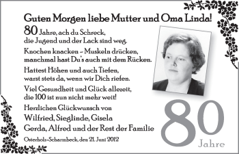 Glückwunschanzeige von Linda  von WESER-KURIER