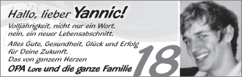 Glückwunschanzeige von Yannic  von WESER-KURIER