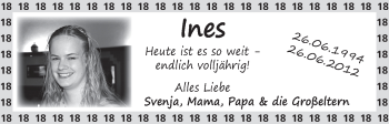 Glückwunschanzeige von Ines  von WESER-KURIER