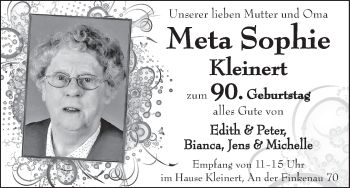 Glückwunschanzeige von Meta Sophie Kleinert von WESER-KURIER