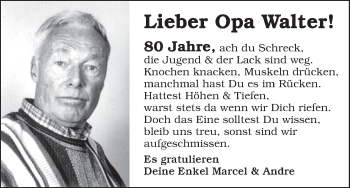 Glückwunschanzeige von Walter  von WESER-KURIER