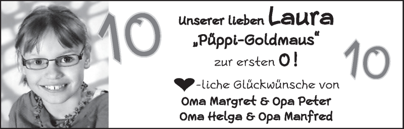 Anzeige für Laura  vom 08.07.2012 aus WESER-KURIER