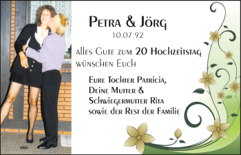 Glückwunschanzeige von Petra und Jörg  von WESER-KURIER