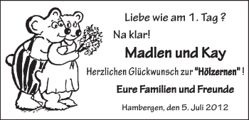 Glückwunschanzeige von Madlen und Kay Müller von WESER-KURIER
