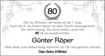 Glückwunschanzeige von Günter Röper von WESER-KURIER