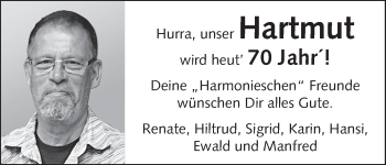 Glückwunschanzeige von Hartmut  von WESER-KURIER