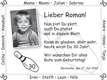 Glückwunschanzeige von Roman  von WESER-KURIER