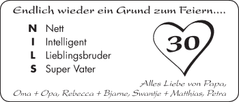 Glückwunschanzeige von Nils  von WESER-KURIER