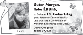 Glückwunschanzeige von Laura  von WESER-KURIER