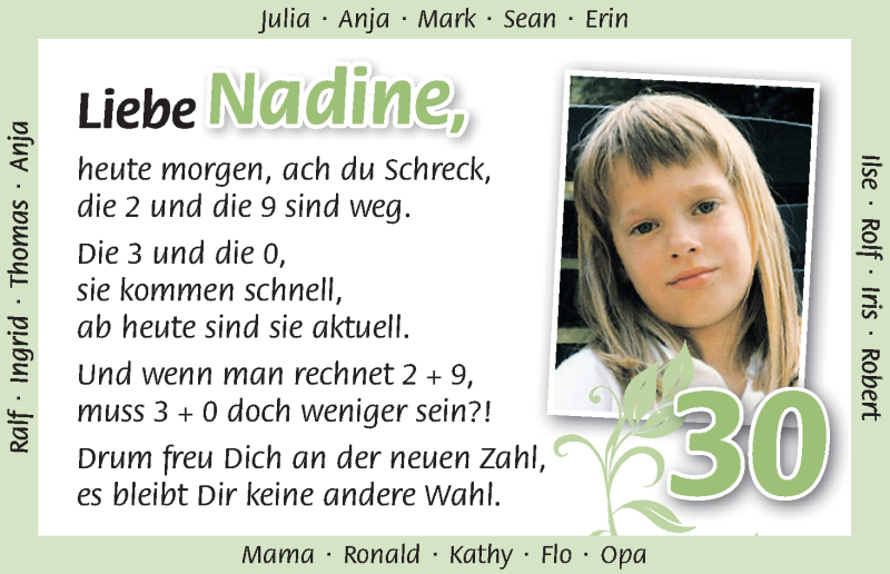 Anzeige für Nadine Bünger vom 16.07.2012 aus WESER-KURIER