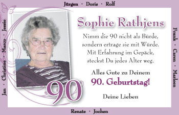 Glückwunschanzeige von Sophie Rathjens von WESER-KURIER