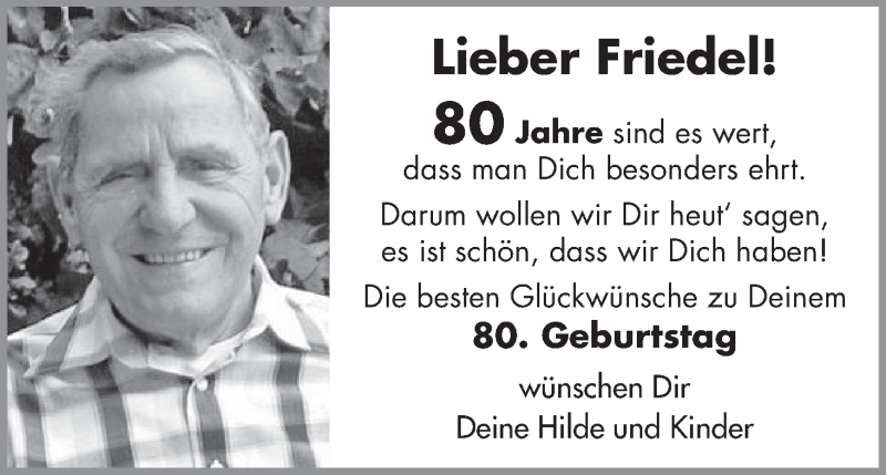 Anzeige für Friedel  vom 18.07.2012 aus WESER-KURIER