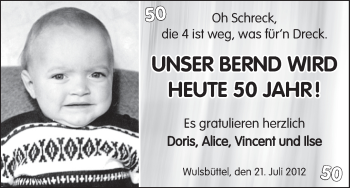 Glückwunschanzeige von Bernd Hirschhausen von WESER-KURIER