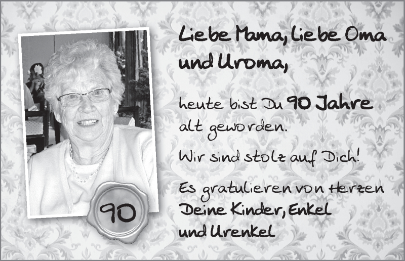 Anzeige für 90 Jahre  vom 23.07.2012 aus WESER-KURIER