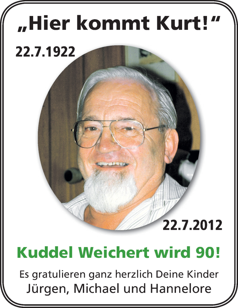 Anzeige für Kuddel Weichert vom 21.07.2012 aus WESER-KURIER