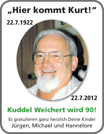 Glückwunschanzeige von Kuddel Weichert von WESER-KURIER