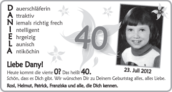 Glückwunschanzeige von Dany  von WESER-KURIER