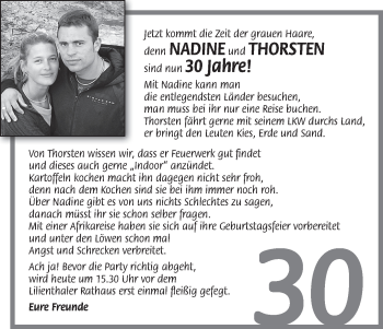 Glückwunschanzeige von Nadine und Thorsten  von WESER-KURIER