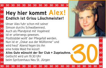 Glückwunschanzeige von Alexander  von WESER-KURIER