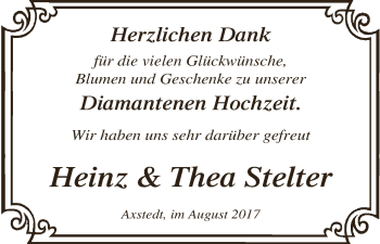 Glückwunschanzeige von Heinz und Thea Stelter von Osterholzer Kreisblatt