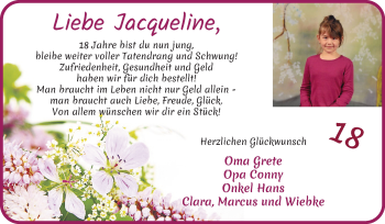 Glückwunschanzeige von Jacqueline Prass von Wuemme Zeitung