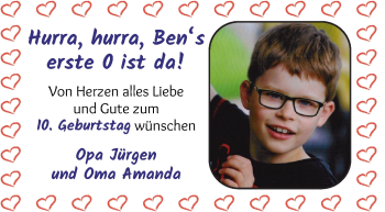 Glückwunschanzeige von Ben Wrieden von Wuemme Zeitung