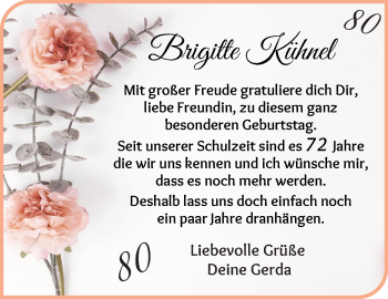 Glückwunschanzeige von Brigitte Kühnel von Die Norddeutsche