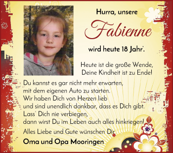 Glückwunschanzeige von Fabienne Kück von Wuemme Zeitung