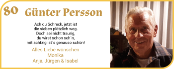 Glückwunschanzeige von Günter Persson von WESER-KURIER