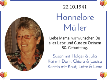 Glückwunschanzeige von Hannelore Müller von Die Norddeutsche