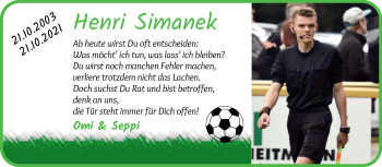 Glückwunschanzeige von Henri Simanek von Wuemme Zeitung