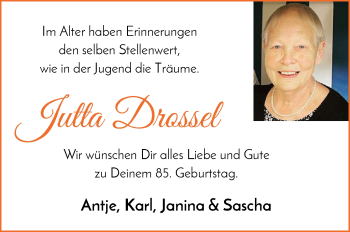 Glückwunschanzeige von Jutta Drossel von Wuemme Zeitung