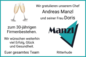 Glückwunschanzeige von Andreas und Doris Manzl von Osterholzer Kreisblatt