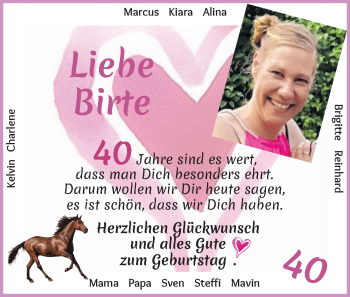 Glückwunschanzeige von Birte Becker von Osterholzer Kreisblatt