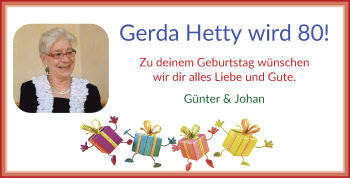 Glückwunschanzeige von Gerda Hetty von WESER-KURIER