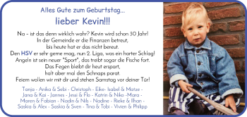 Glückwunschanzeige von Kevin  von Wuemme Zeitung