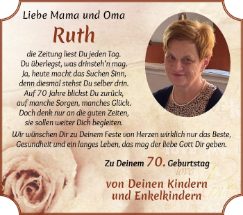 Glückwunschanzeige von Ruth Ihssen von Wuemme Zeitung