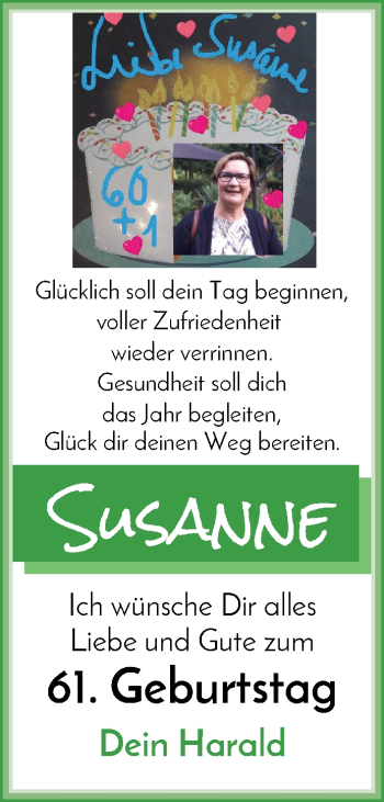 Glückwunschanzeige von Susanne Gstettenbauer von WESER-KURIER