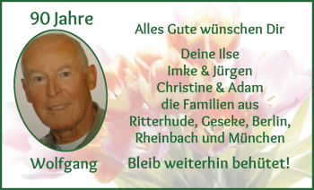 Glückwunschanzeige von Wolfgang Bandel von WESER-KURIER