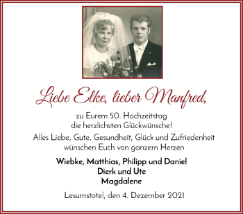 Glückwunschanzeige von Elke und Manfred  von Osterholzer Kreisblatt